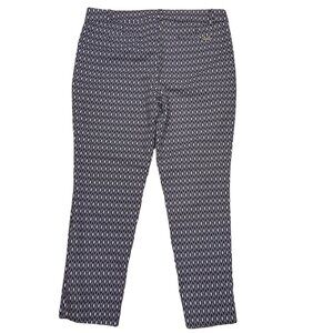 Anne Klein Womens Pants Crop Geometric Print Black White Ankle Stretch Size 14